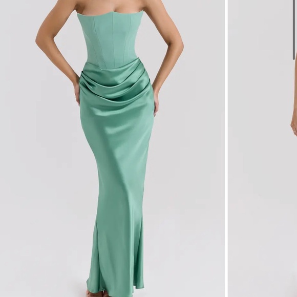 House of CB Strapless Green Dress